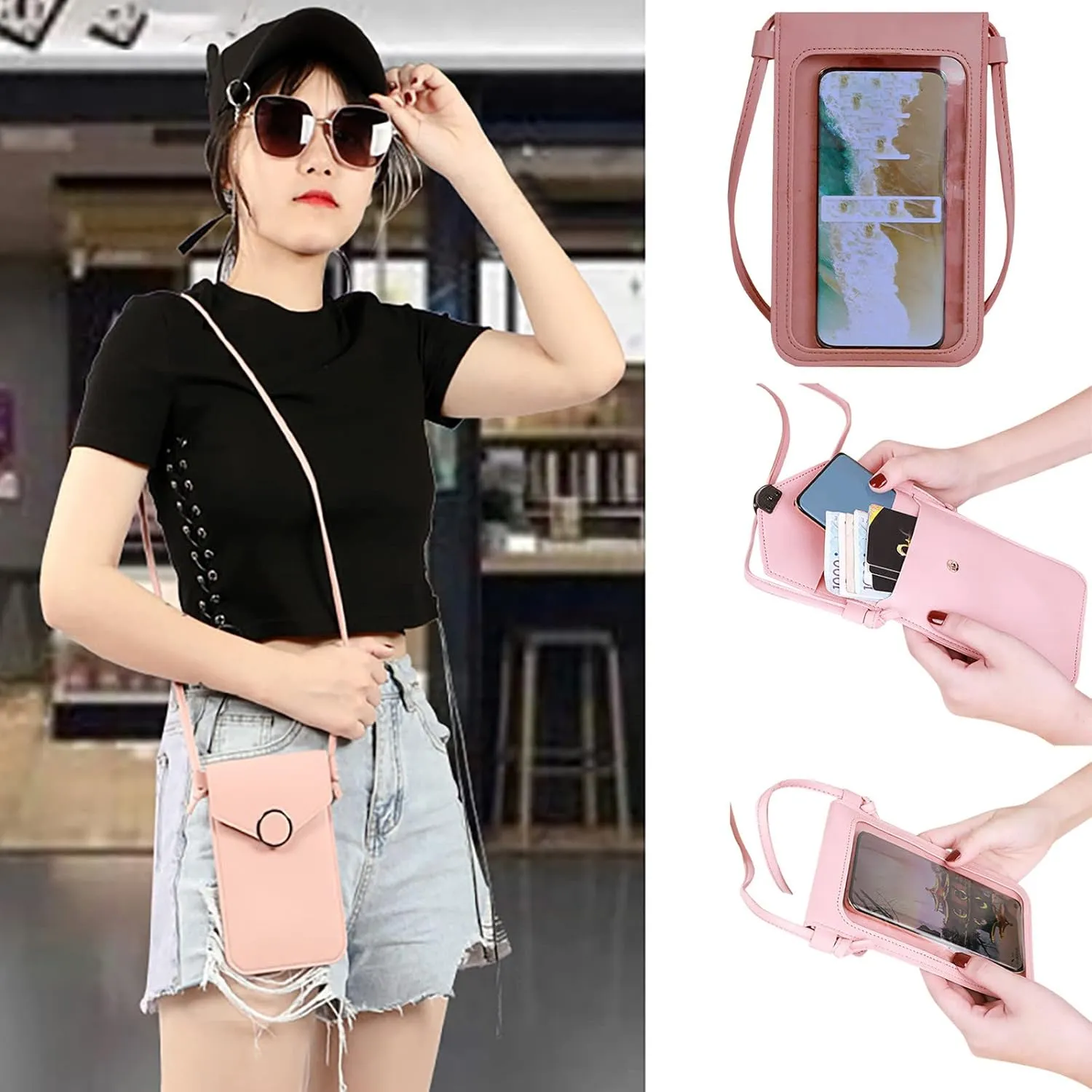Purses for Women Crossbody Anti Theft Retro Studded Crossbody Bags Small Shoulder Purses Transparent Bag(Black)