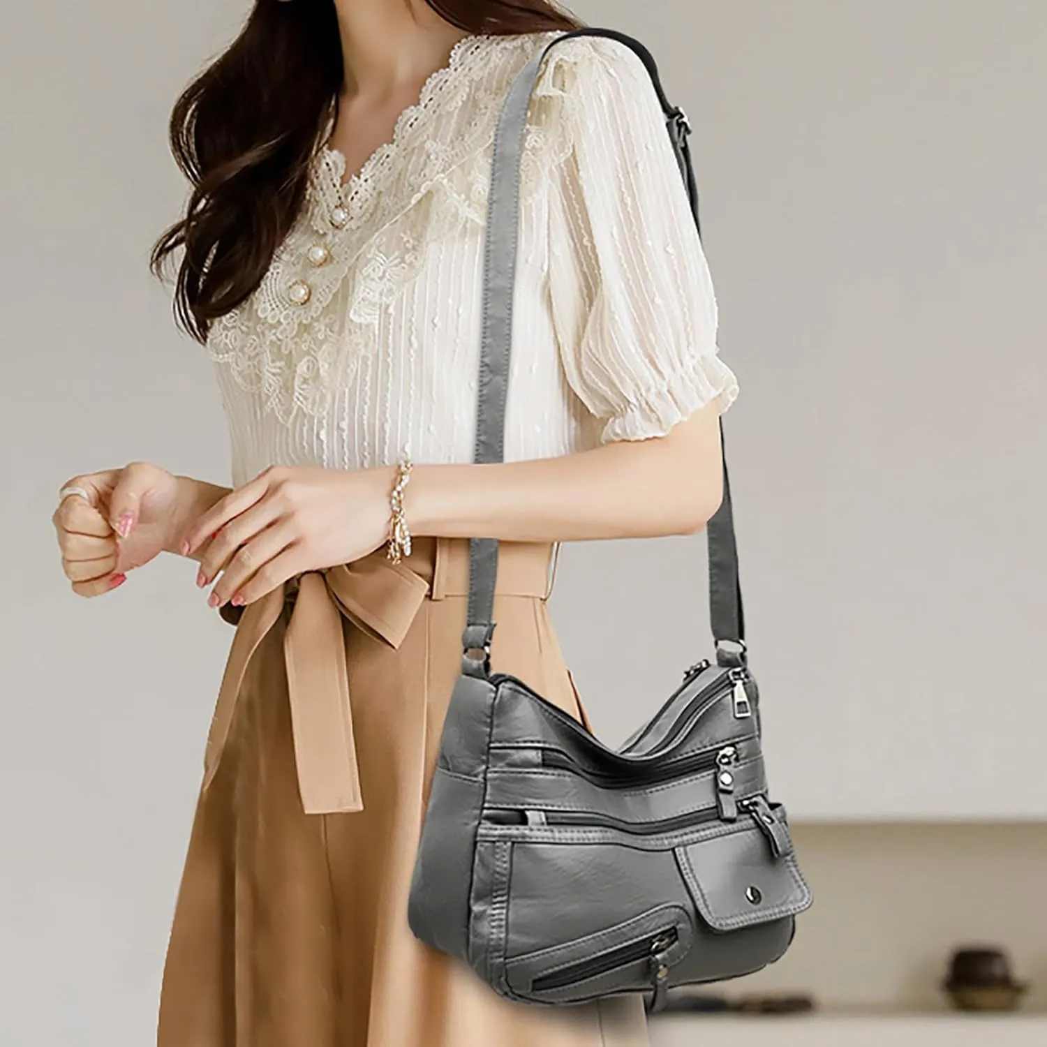 Purses for Women Crossbody Anti Theft Waterproof Nylon Crossbody Bags for Woman Trendy Spring Purse 2025(Grey)