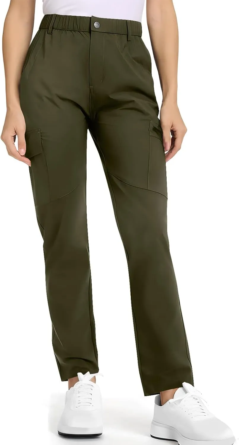 Quick Dry Cargo Pants for Women Lightweight Tactical Hiking Pants with Pockets Elastic Waist Tactical Trouser Bottoms