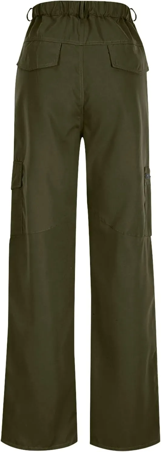 Quick Dry Cargo Pants for Women Lightweight Tactical Hiking Pants with Pockets Elastic Waist Tactical Trouser Bottoms