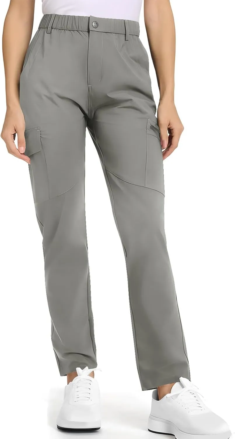 Quick Dry Cargo Pants for Women Lightweight Tactical Hiking Pants with Pockets Elastic Waist Tactical Trouser Bottoms