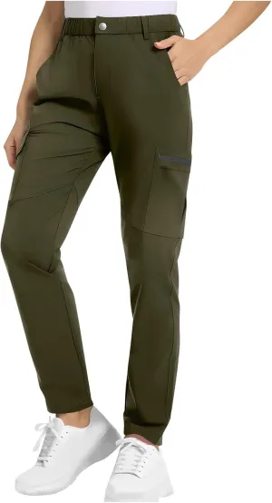Quick Dry Cargo Pants for Women Lightweight Tactical Hiking Pants with Pockets Elastic Waist Tactical Trouser Bottoms