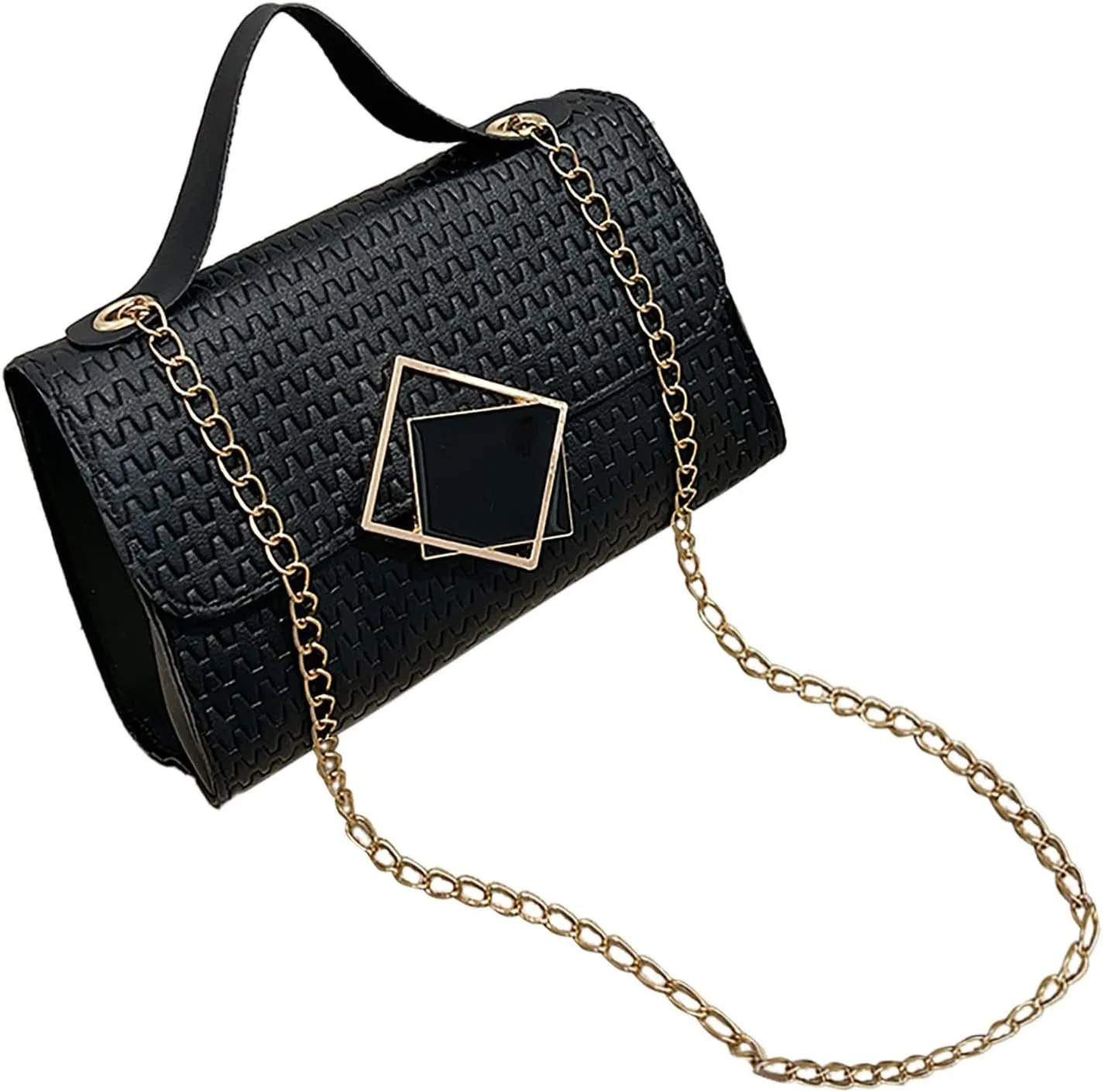 Quilted Crossbody Bags for Women Retro Studded Crossbody Bags Small Shoulder Purses Cute Purse for Women Trendy(Black)