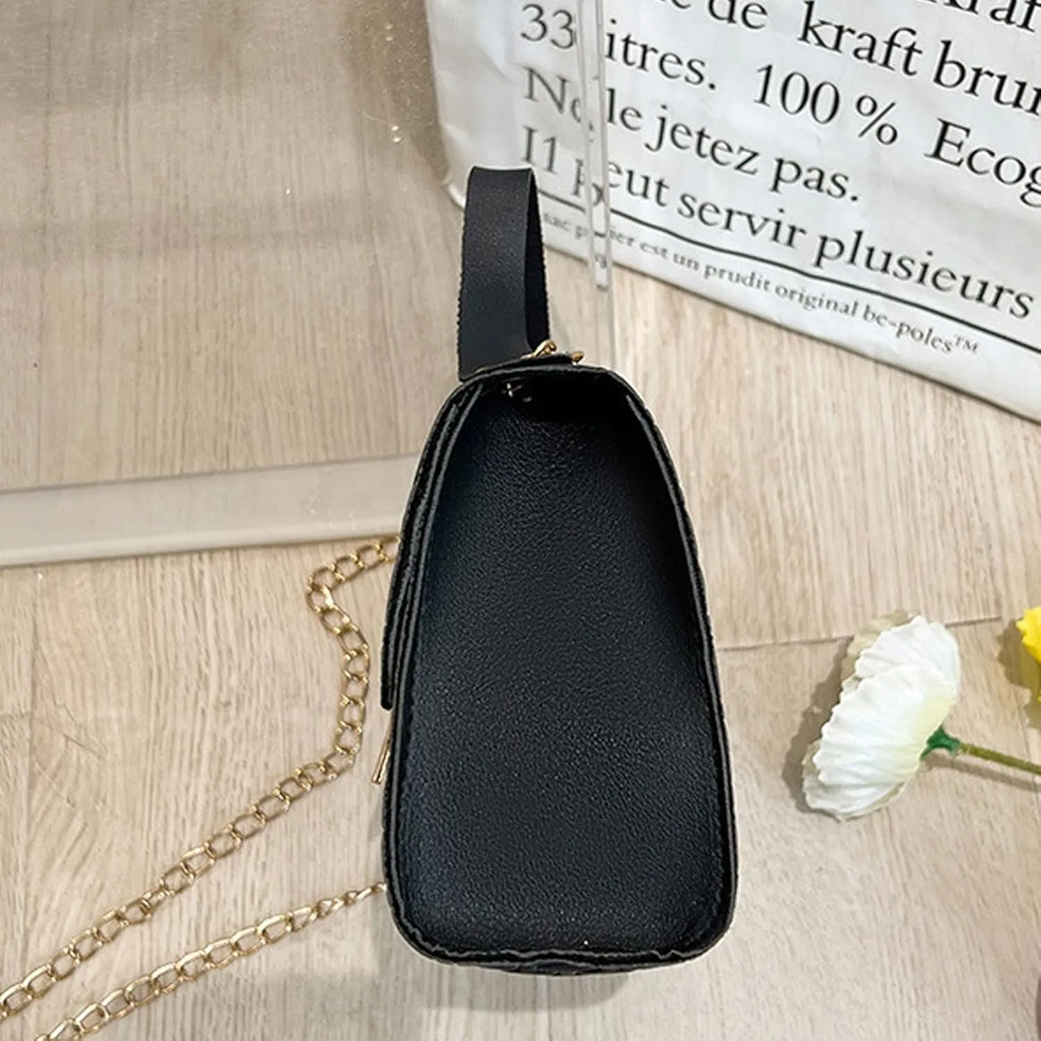 Quilted Crossbody Bags for Women Retro Studded Crossbody Bags Small Shoulder Purses Cute Purse for Women Trendy(Black)