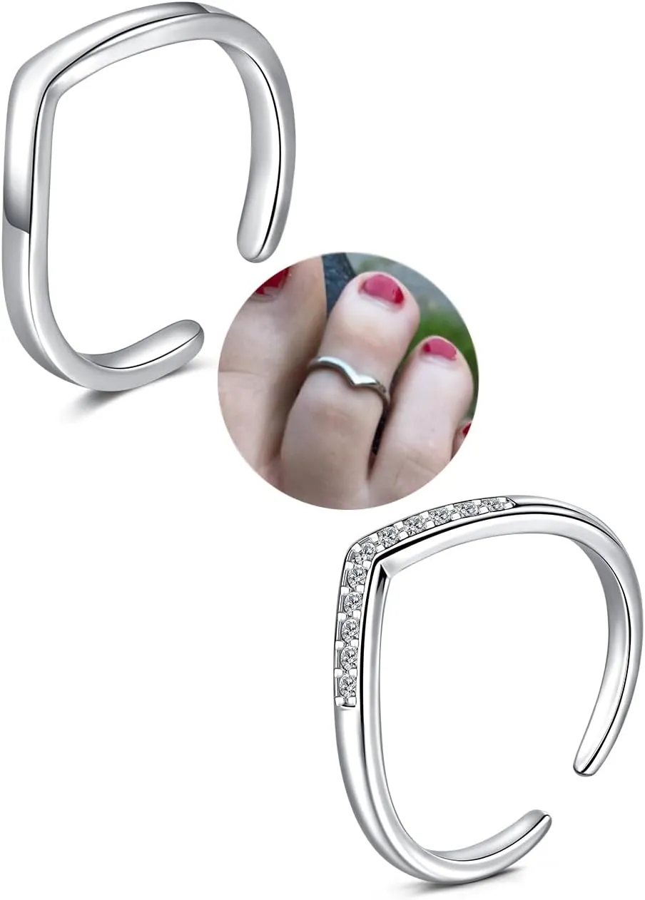 QWALIT Toe Rings for Women Gold Silver Toe Rings non Tarnish Adjustable Womens Ring Jewelry Simple Tail Ring Gold Plated