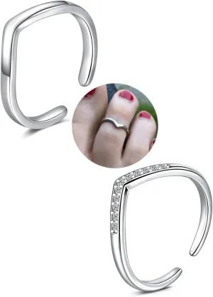 QWALIT Toe Rings for Women Gold Silver Toe Rings non Tarnish Adjustable Womens Ring Jewelry Simple Tail Ring Gold Plated