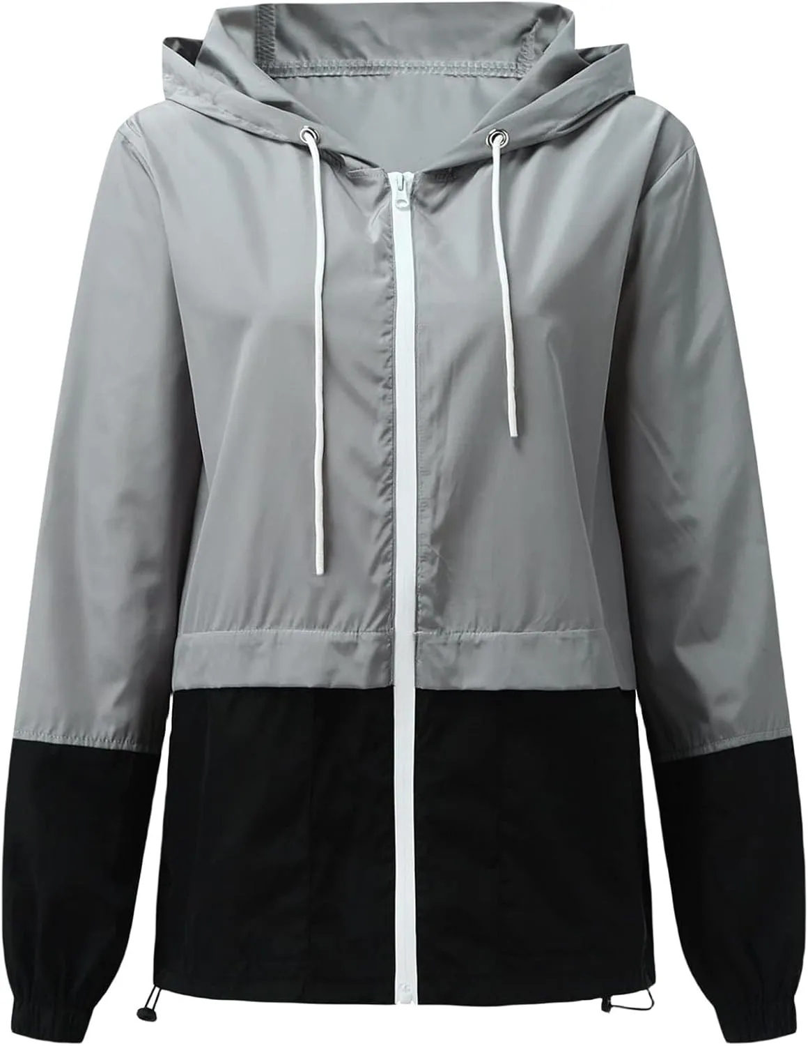 Rain Jackets for Women Long Sleeve Zipper Rain Coats Packable Hooded Waterproof Windbreaker Outdoor Active Raincoat