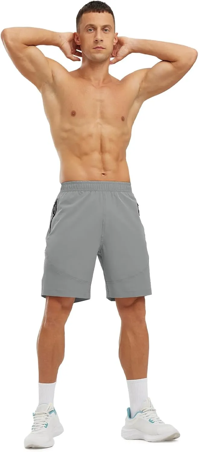 Rdruko Men's Hiking Shorts with Zipper Pockets 7'' Lightweight Quick Dry Workout Shorts Running Athletic Shorts