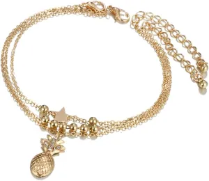 Real Gold Anklets for Women Fashion Alloy Star Bracelet Jewelry Foot Chain Anklet Accessories
