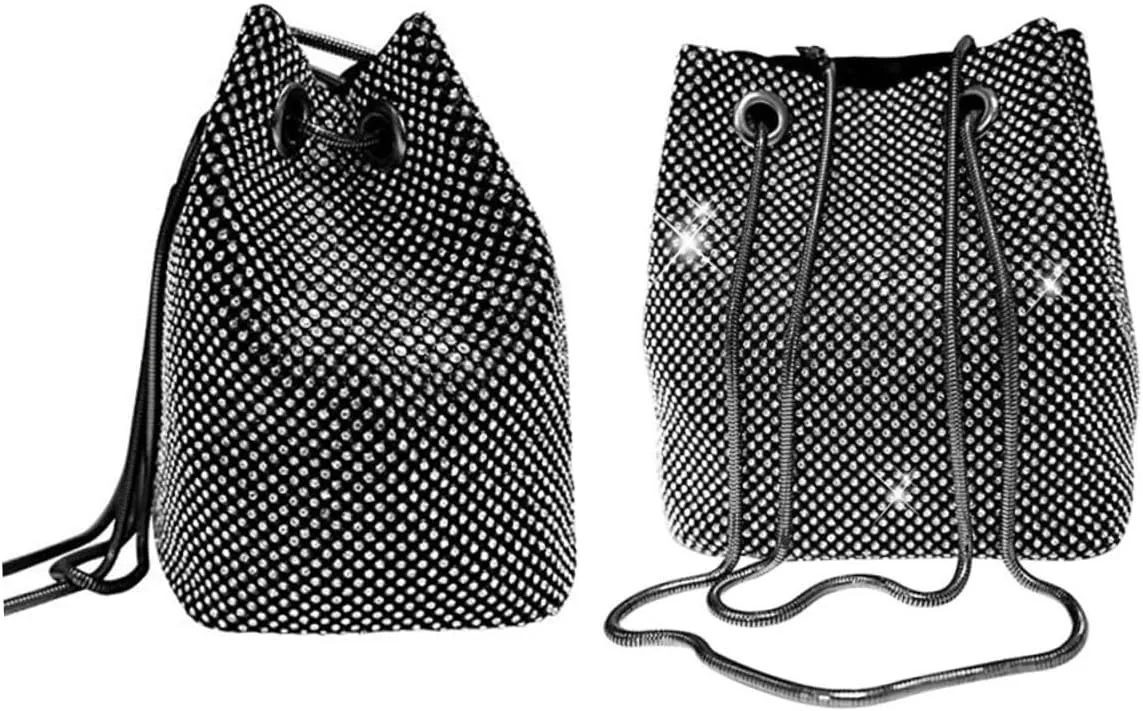 Rhinestone Clutch Bag Sequined Diamond Bucket Bag for Women for Parties Wedding