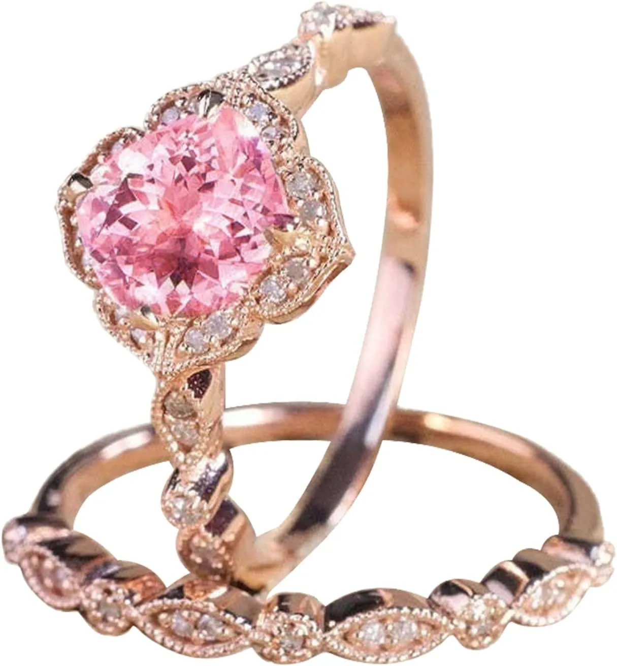Rings for Kids Party Favors Silver Hollow Carved Crystal Stacking Rings Non Tarnish Trendy Dainty Gold Rings Gold Rings Set Cute Rings Pack Jewelry Gift for Women