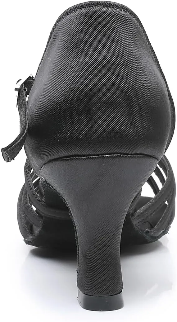 Rosefinch Women Ballroom Dance Shoes Latin Salsa Bachata Performance Dance Dancing Shoes 2" Black 3.5US