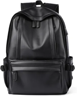 ROSTNK Leather Backpack for Men Black Laptop Computer Backpack Large Capacity Business Ladies Retro Leisure Travel Backpack (Backpack1)