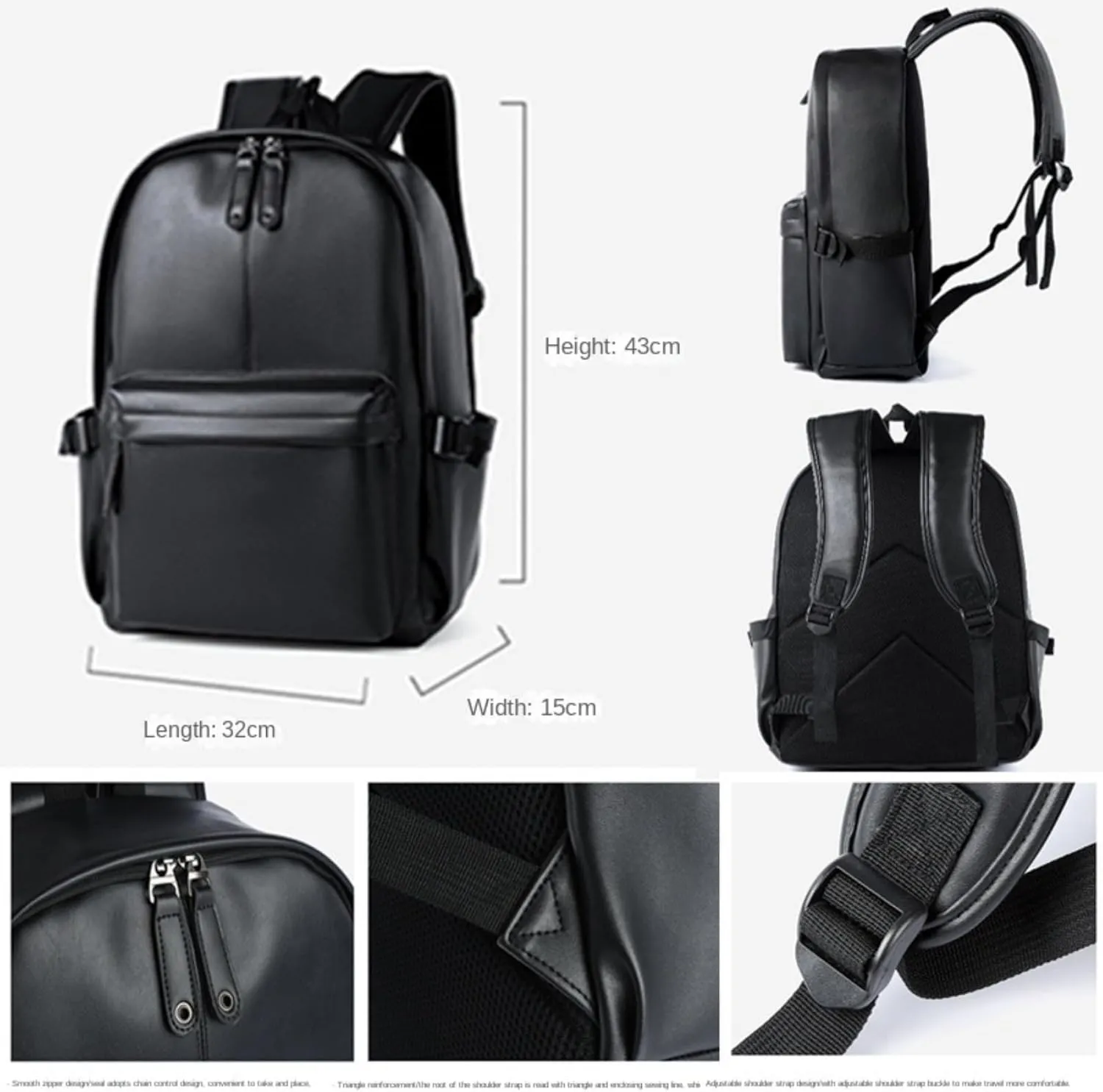 ROSTNK Leather Backpack for Men Black Laptop Computer Backpack Large Capacity Business Ladies Retro Leisure Travel Backpack (Backpack3)
