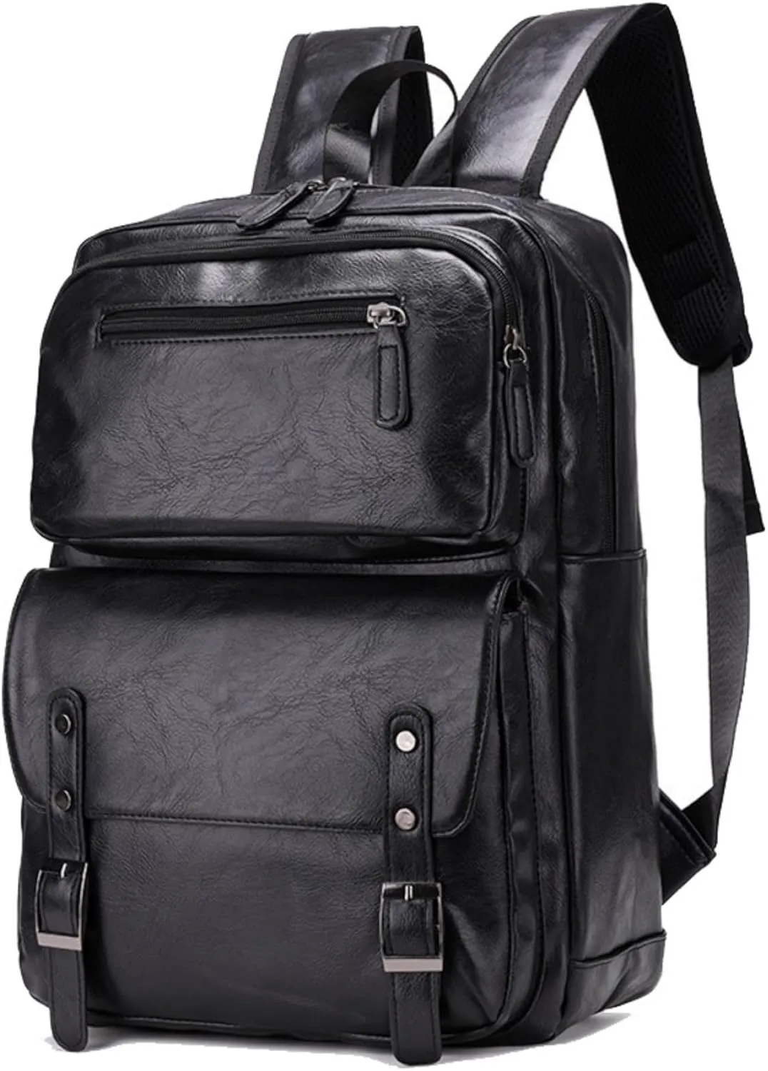 ROSTNK Leather Backpack for Men Black Laptop Computer Backpack Large Capacity Business Ladies Retro Leisure Travel Backpack (Backpack5)