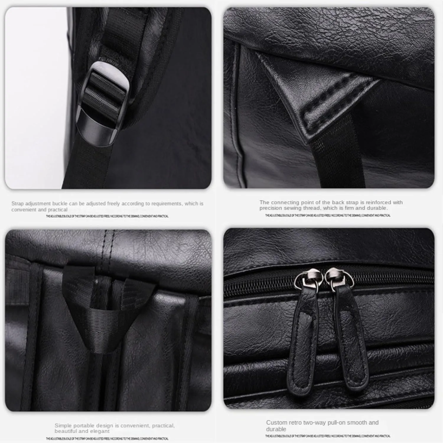 ROSTNK Leather Backpack for Men Black Laptop Computer Backpack Large Capacity Business Ladies Retro Leisure Travel Backpack (Backpack5)