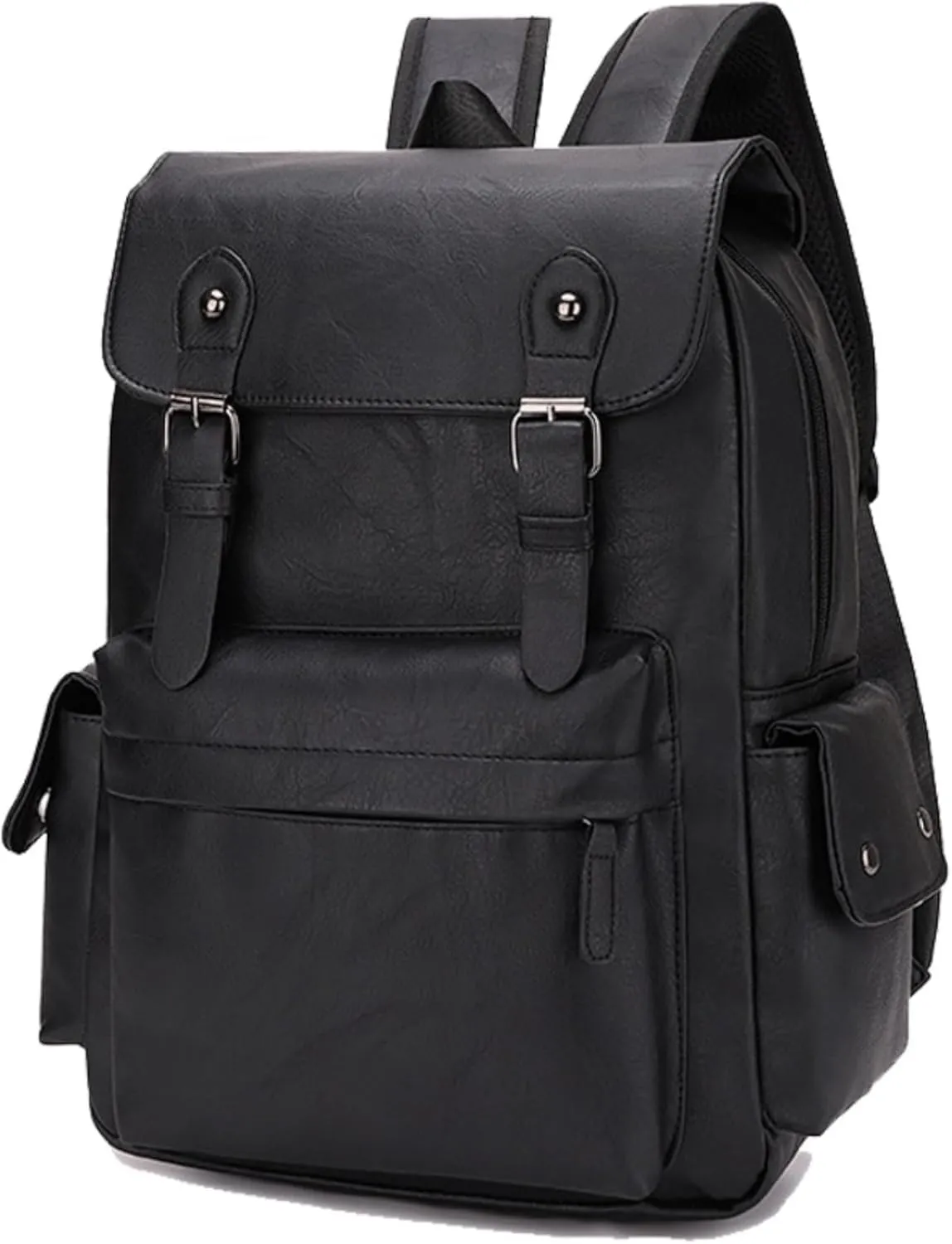 ROSTNK Leather Backpack for Men Black Laptop Computer Backpack Large Capacity Business Ladies Retro Leisure Travel Backpack (Backpack6)