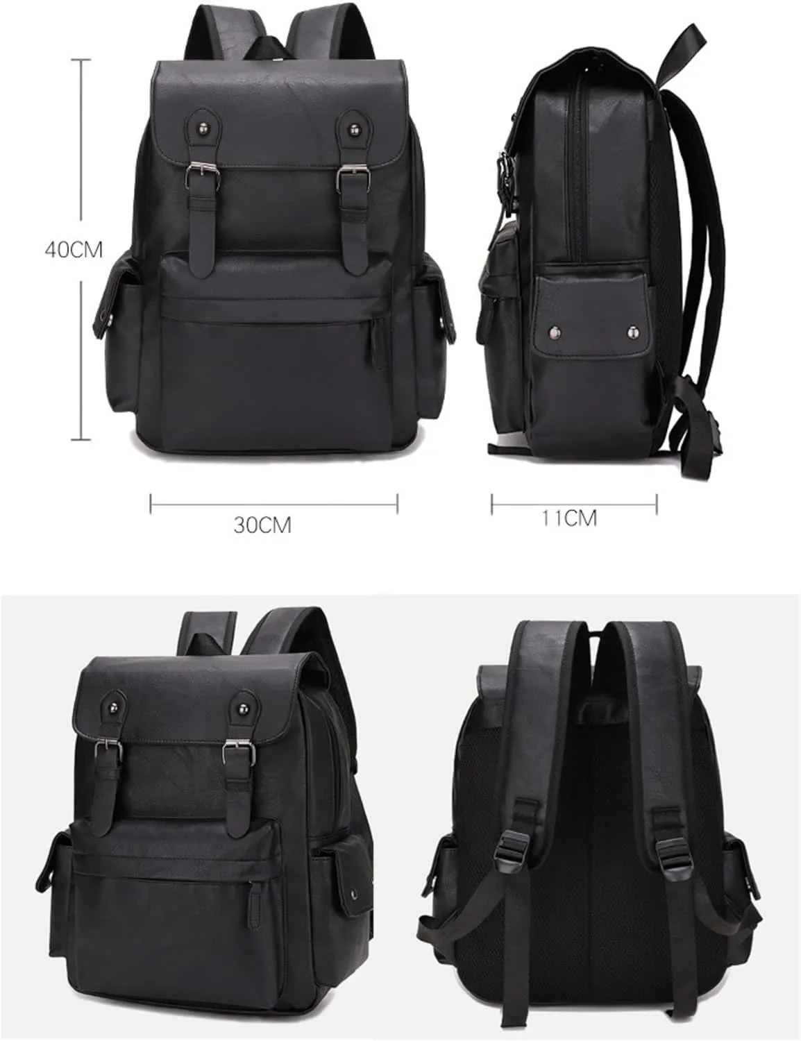 ROSTNK Leather Backpack for Men Black Laptop Computer Backpack Large Capacity Business Ladies Retro Leisure Travel Backpack (Backpack6)