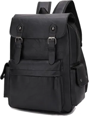 ROSTNK Leather Backpack for Men Black Laptop Computer Backpack Large Capacity Business Ladies Retro Leisure Travel Backpack (Backpack6)