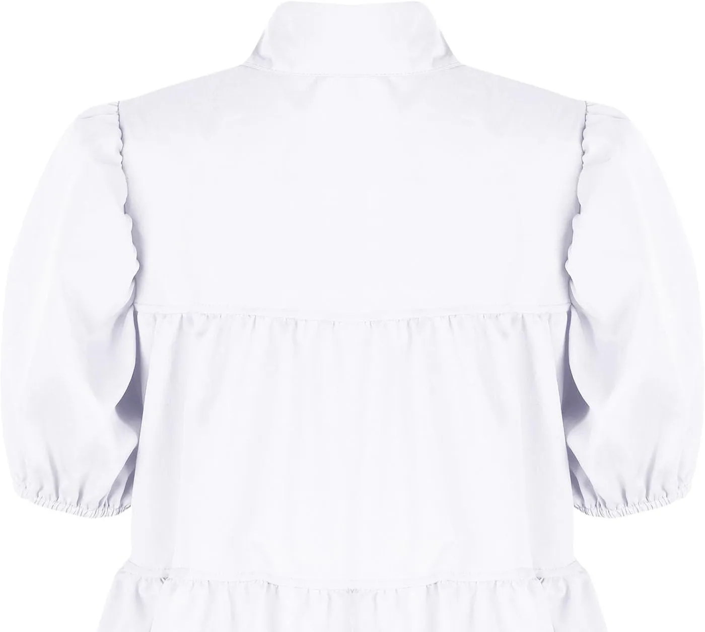 Ruffle Mini Dress for Women Plus Size Puff Sleeve Pleated Loose Dress Button Down Lapel Collar Summer Flowy Dress