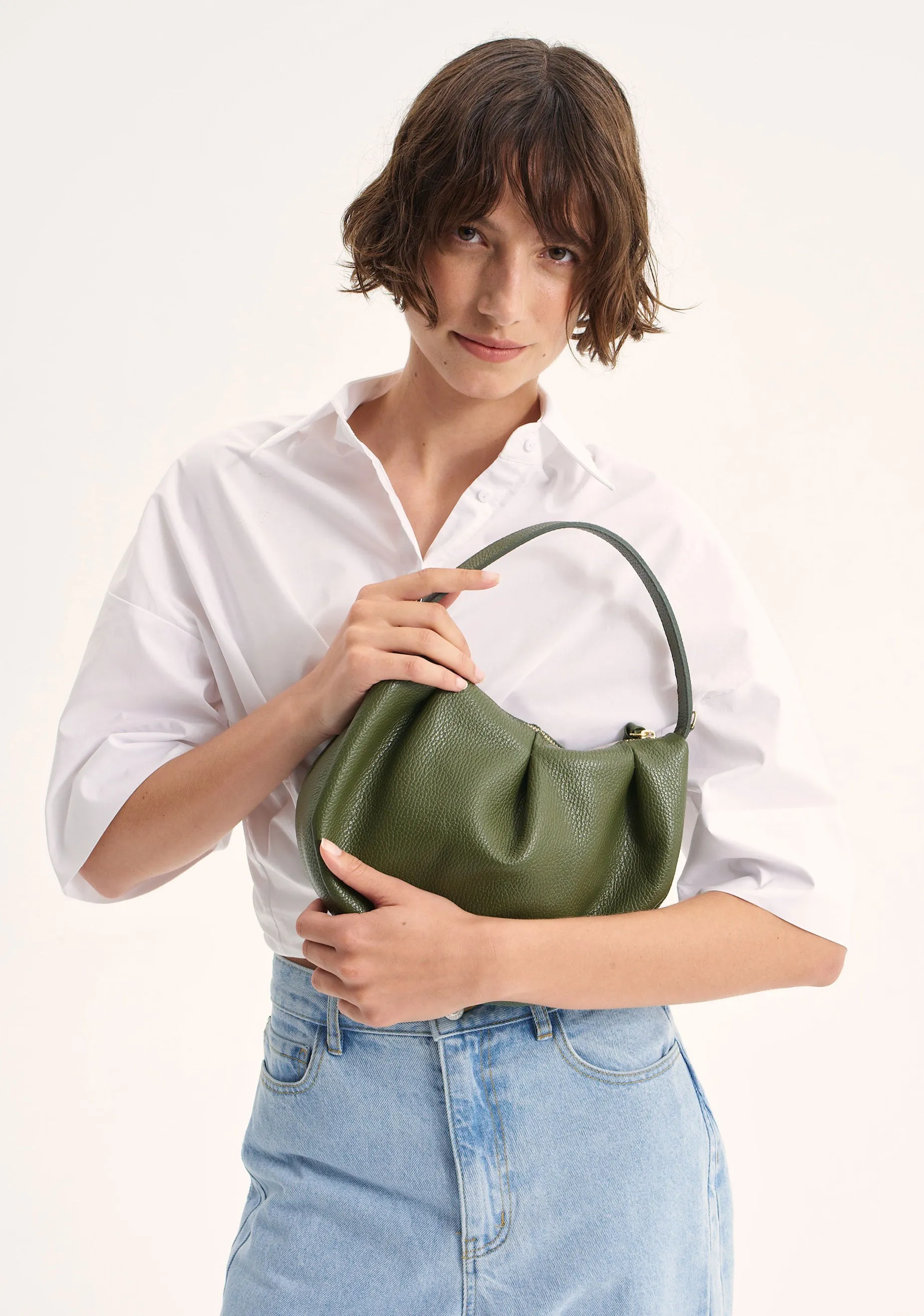 Shell Leather Bag_Olive