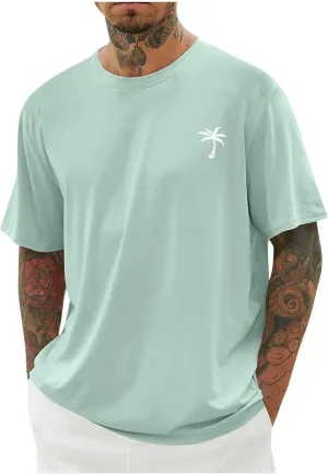 Short Sleeve Summer Oversized Beach Tshirt Men Baggy Casual Basic Tees Lightweight Outdoor Athletic Jogger Beach Tops