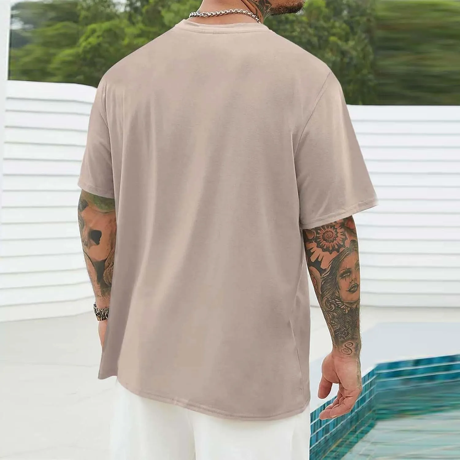 Short Sleeve Summer Oversized Beach Tshirt Men Baggy Casual Basic Tees Lightweight Outdoor Athletic Jogger Beach Tops