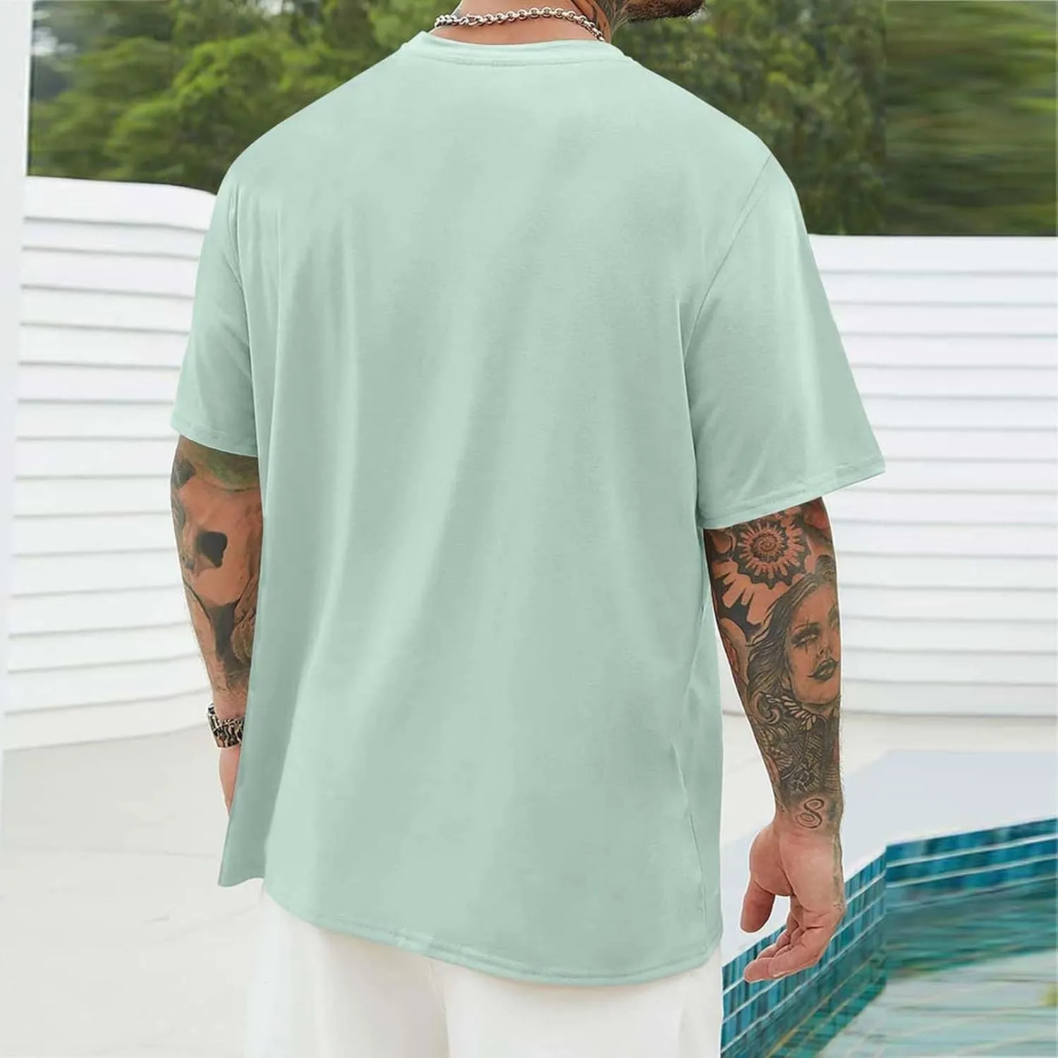 Short Sleeve Summer Oversized Beach Tshirt Men Baggy Casual Basic Tees Lightweight Outdoor Athletic Jogger Beach Tops