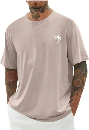 Short Sleeve Summer Oversized Beach Tshirt Men Baggy Casual Basic Tees Lightweight Outdoor Athletic Jogger Beach Tops