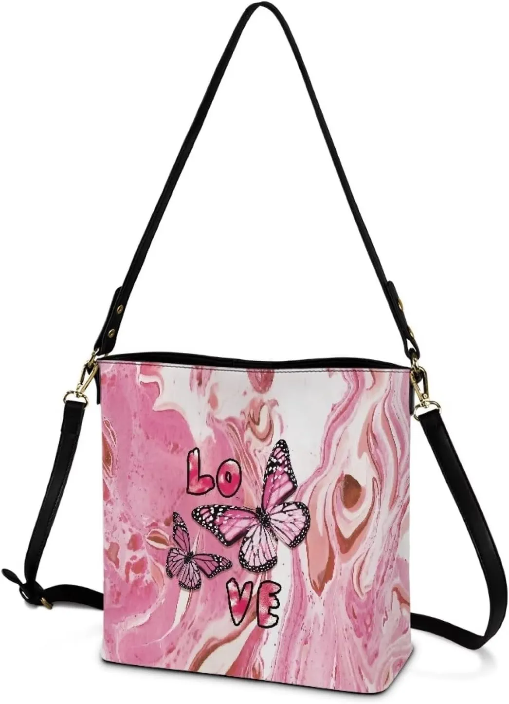 Shoulder Bucket Handbags PU Leather Crossbody Purse Tote Bag Women's Large Work Satchel Handle Bags with Pockets