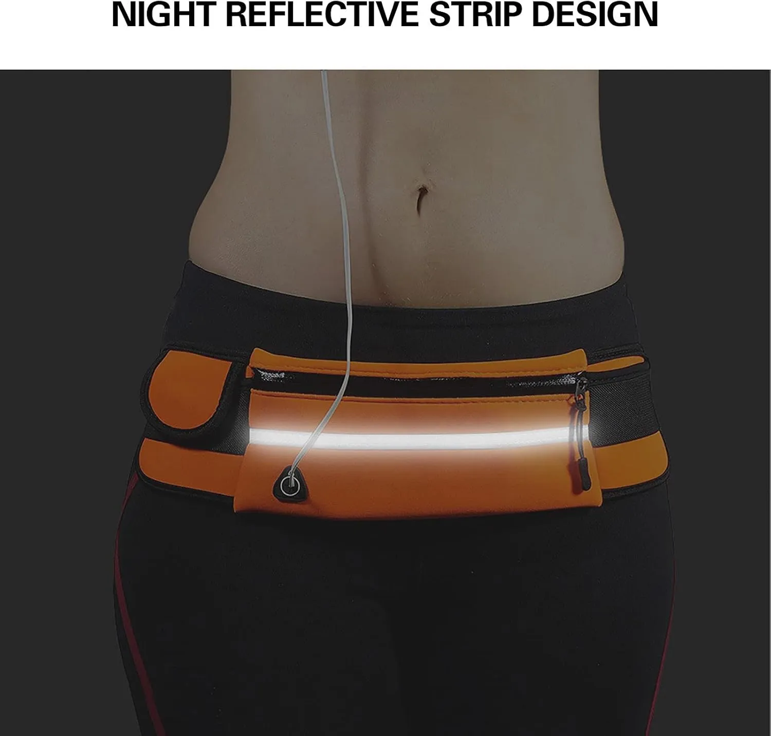 Slim Running Belt, Waterproof Fanny Pack with Water Bottle Holder,Phone Holder for Running,Reflective Waist Bag,Runners Belt Pouch,Money Belt,Waist Pack Bag for Workout Travel Running Camping