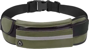 Slim Running Belt, Waterproof Fanny Pack with Water Bottle Holder,Phone Holder for Running,Reflective Waist Bag,Runners Belt Pouch,Money Belt,Waist Pack Bag for Workout Travel Running Camping