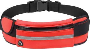 Slim Running Belt, Waterproof Fanny Pack with Water Bottle Holder,Phone Holder for Running,Reflective Waist Bag,Runners Belt Pouch,Money Belt,Waist Pack for Travel Camping Running Workout