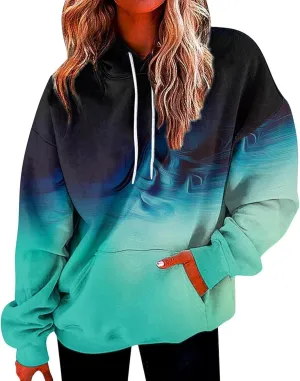 slqdgmryz Hoodies for Women Tie Dye Oversized Sweatshirt Plus Size Loose Fit Cute Hoodie Drawstring Fall Pullover with Pocket