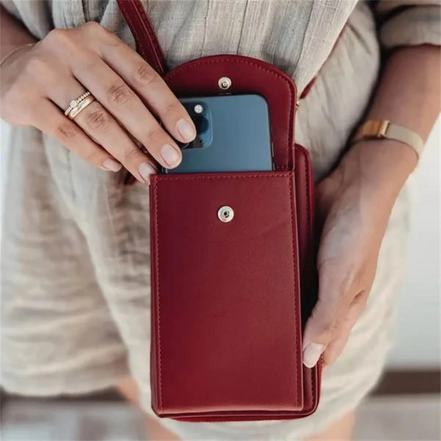 Small Cross Body Bag for Woman Vegan Leather Crossbody Cell Phone Wallet Purses with Adjustable Strap Card Slots