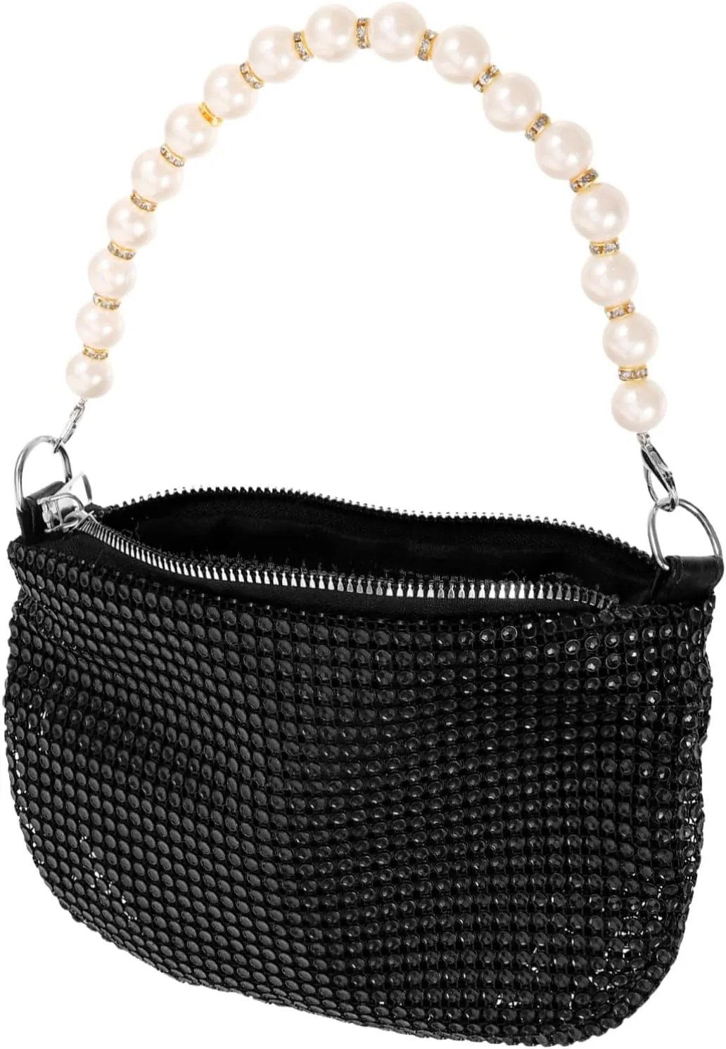 Small Crossbody Bag Pearl Clutch Purse Women's Shoulder Bag Underarm for Wedding Fashion Armpit