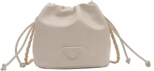 Small Leather Drawstring Bucket Bag for Women Casual Hobo Satchel Crossbody Bucket Handbag Drawstring Purse with Strap