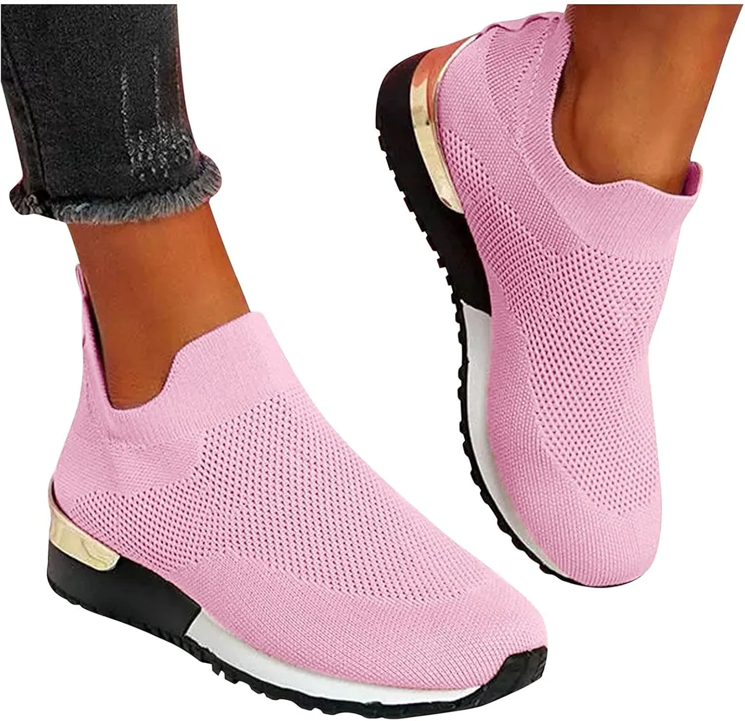 Sneakers for Women Walking Shoes Comfortable Breathable Mesh Tennis Slip On Sneakers for Women Womens Tennis Shoes Plantar Fasciitis Relief Lightweight Casual Comfort Walking Footwear