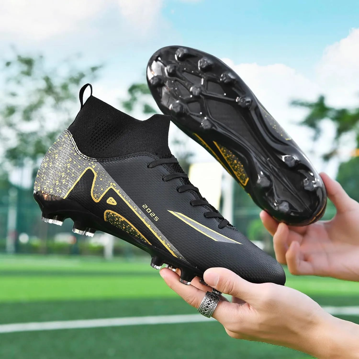 Soccer Cleats for Womens Mens Outdoor Unisex Turf Shoes Youth Rugby Shoes Adult AG FG TF Football Boots Wide Training Sneaker