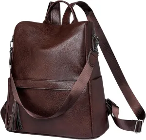 Soft Leather Backpack Women's 2023 New Vintage Proof Shoulder Outdoor Travel Womens Camping Backpack (Coffee, One Size)