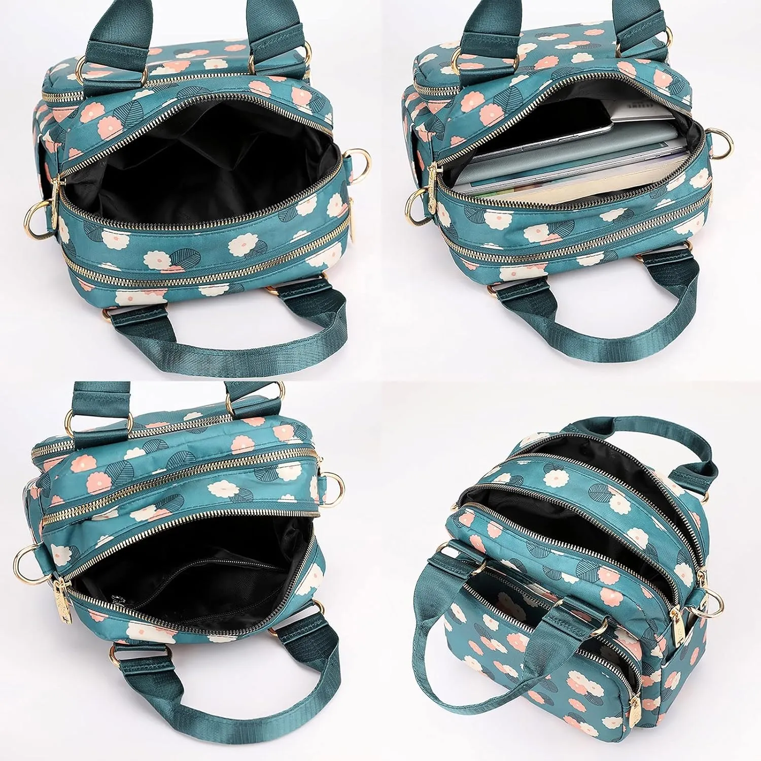 Soft Leather Purses for Women Retro Studded Crossbody Bags Small Shoulder Purses Nylon Quilted Shoulder Purse(B)