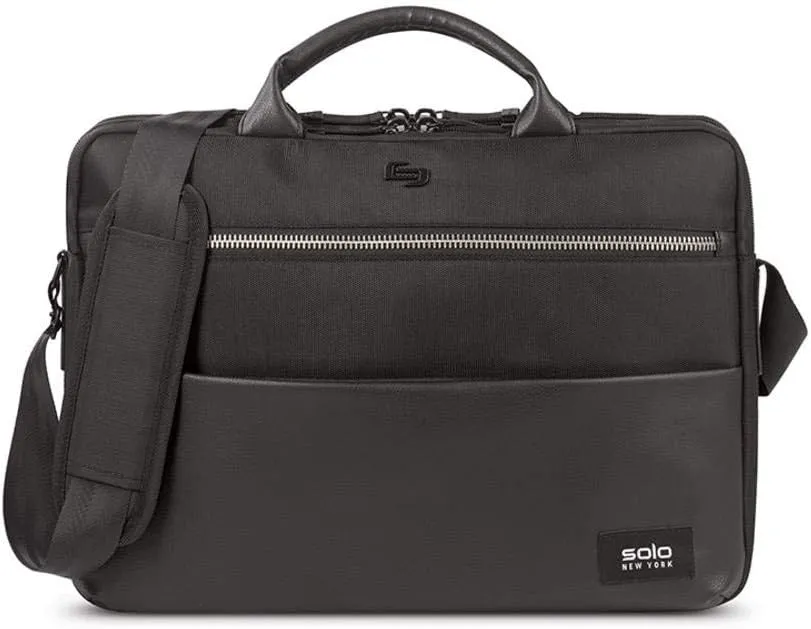 Solo New York Gramercy 15.6-inch Compact Laptop Briefcase. Fits up to a 15.6-inch laptop includes a padded tablet pocket fits up to 11-inch tablet, Black
