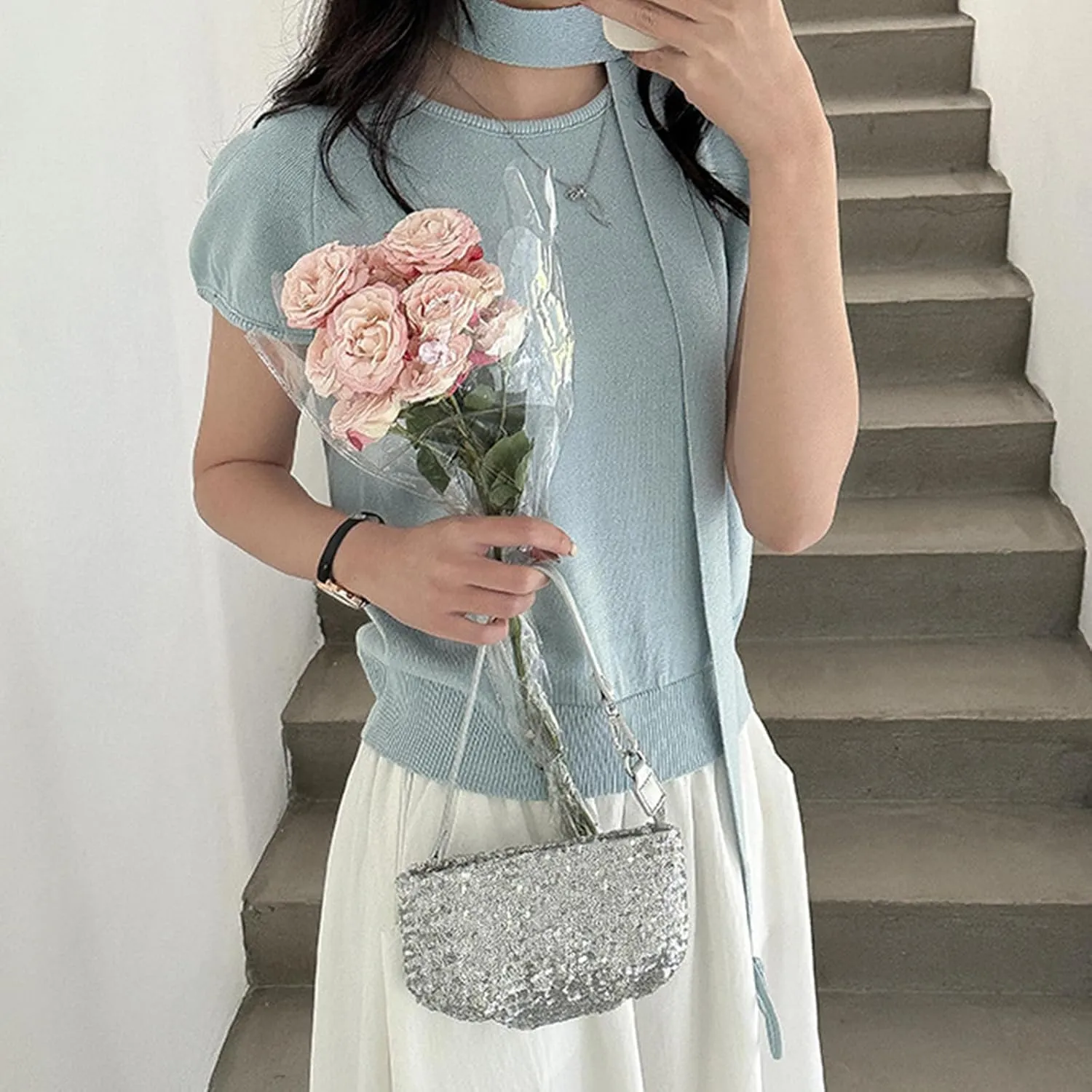 Sparkling Clutches Purse Glitters Evening Bag Sequins Wedding Handbag for Women Girls Chain Crossbody Shoulder Bags