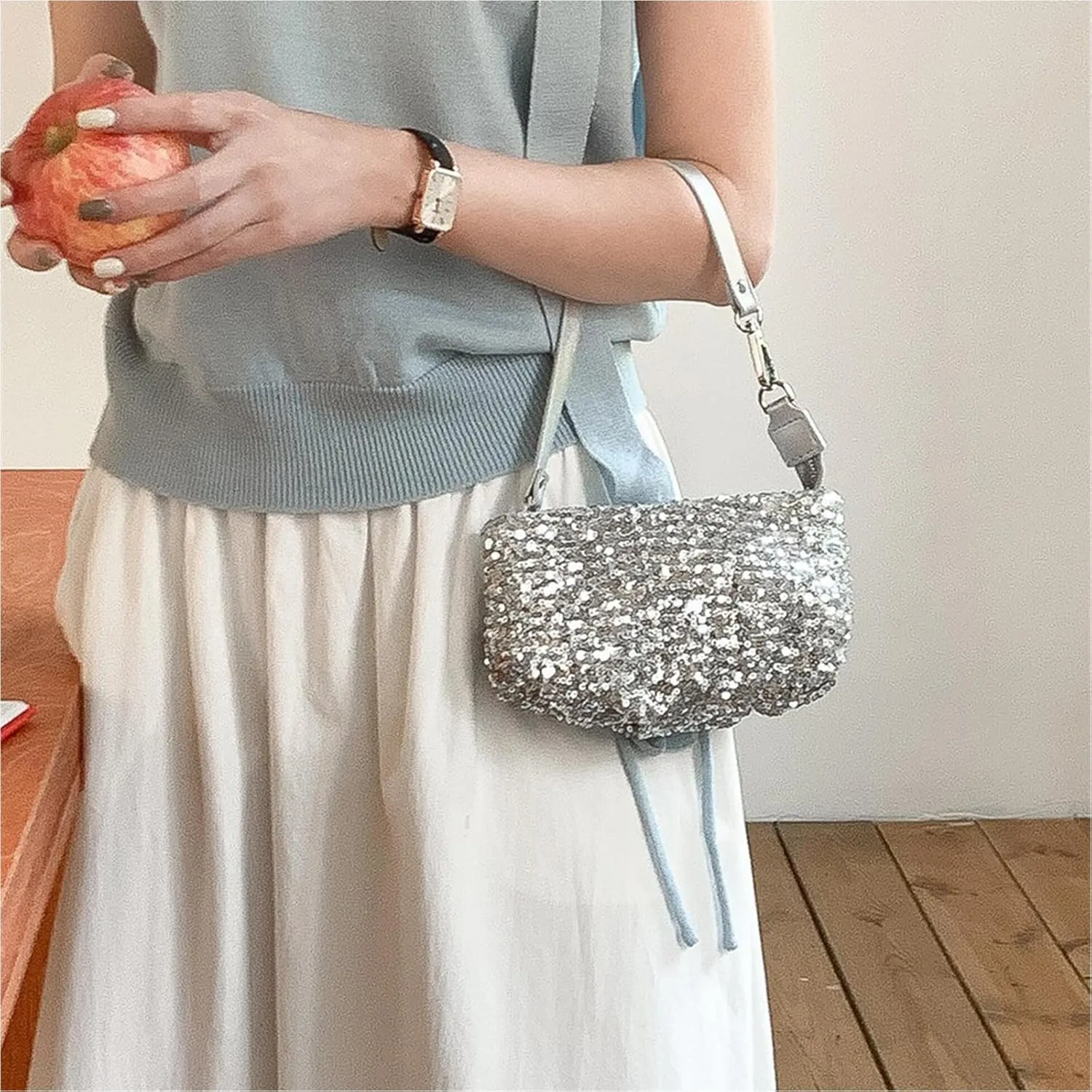 Sparkling Clutches Purse Glitters Evening Bag Sequins Wedding Handbag for Women Girls Chain Crossbody Shoulder Bags
