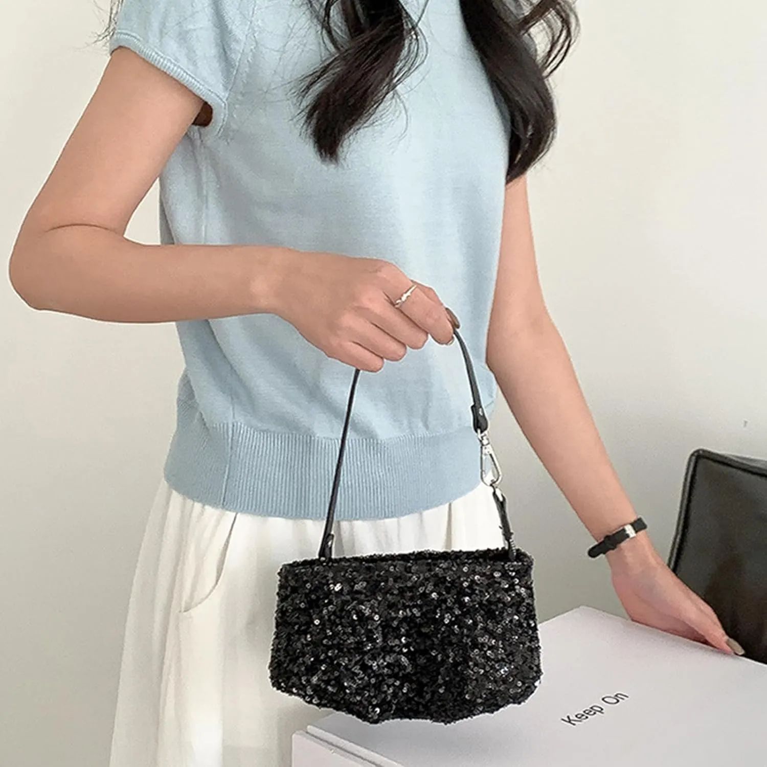 Sparkling Clutches Purse Glitters Evening Bag Sequins Wedding Handbag for Women Girls Chain Crossbody Shoulder Bags