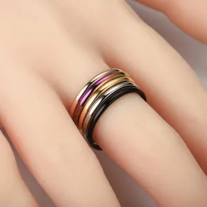 Stackable Statement Bands for Women Stainless Steel Engagement Wedding Eternity Ring Minimalist Jewelry Gifts for Her