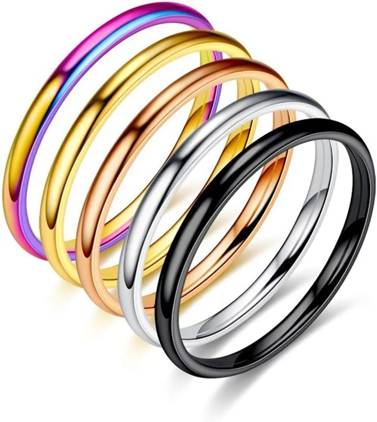 Stainless Steel Stacking Rings for Women,925 Sterling Silver Bands for Wedding Anniversary Stackable Knuckle Promise Ring
