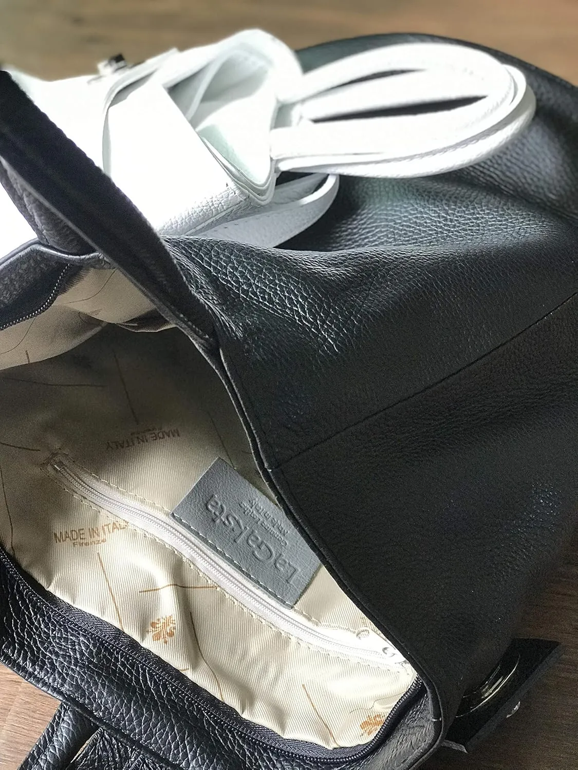 Stella Convertible Leather Backpack Purse  Casual Travel Tote Bag (Black)