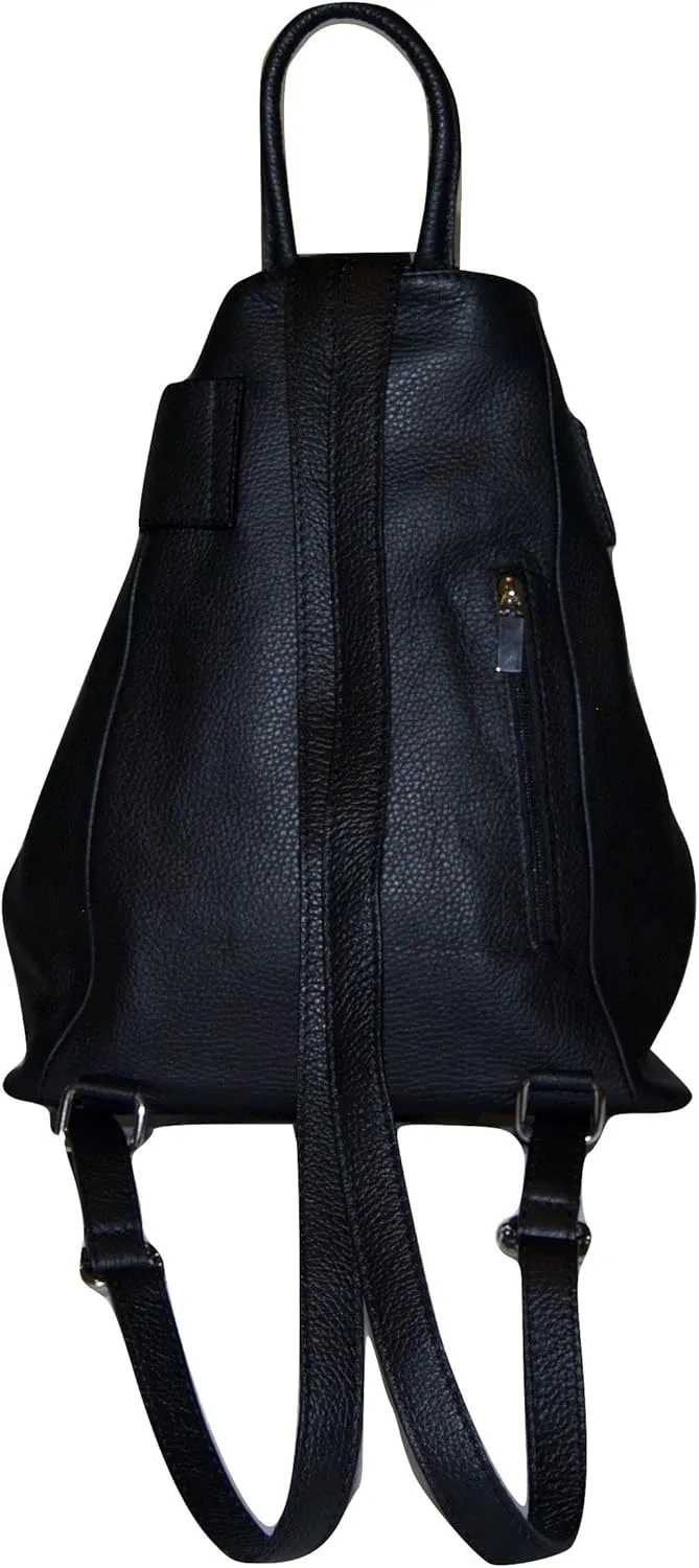 Stella Convertible Leather Backpack Purse  Casual Travel Tote Bag (Black)