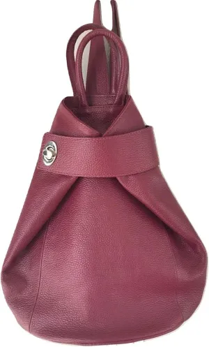 Stella Convertible Leather Backpack Purse  Casual Travel Tote Bag Burgundy Wine
